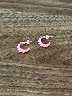 Claire's Pink Twisted Hoop Stud Earrings